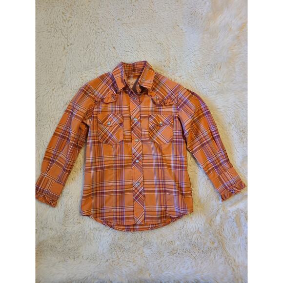 Rodeo Girl By Liz orange with snap button down shirt  sz 5 - Picture 1 of 5